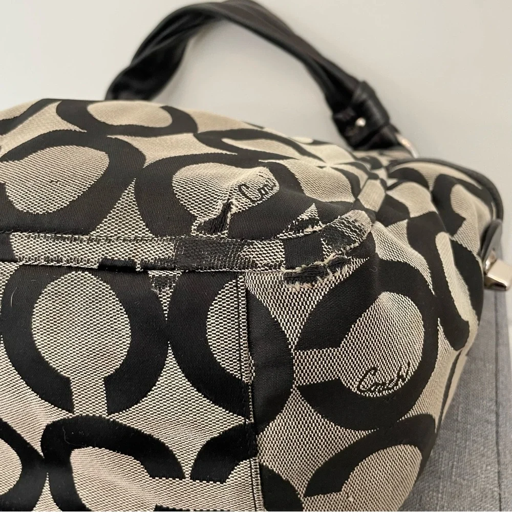 COACH Parker Op Art Slouchy Hobo Bag - Gray/Black/Silver 13427 - Picture 10 of 14